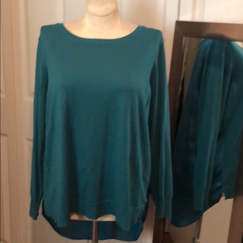 Hi lo boat neck teal sweater￼